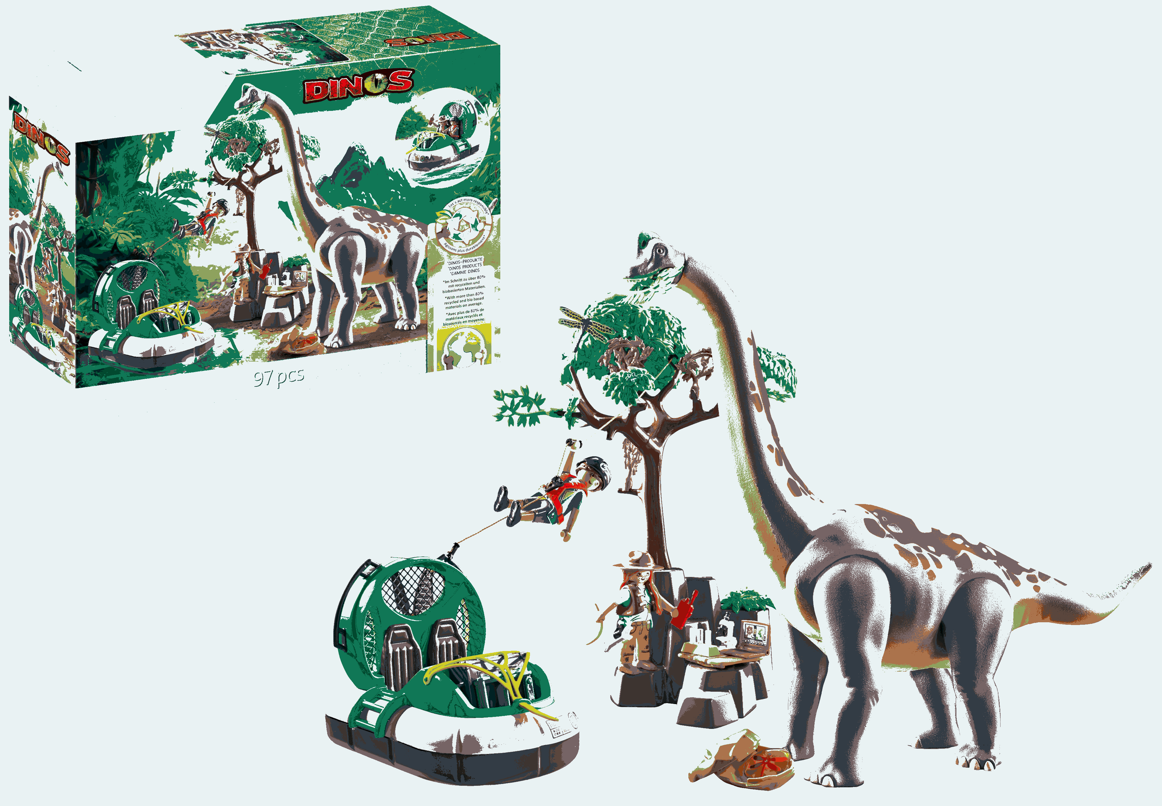 Playmobil Dinos - Brachiosaurus Mit Hovercraft 71819