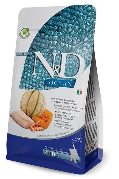 Farmina N&D Ocean Cat Kabeljau, Garnelen, Kürbis Und Cantaloupe-melone Kitten - Trockenfutter Für Katzen - 1.5 kg