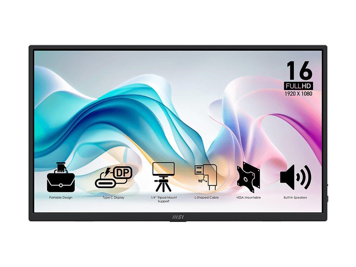 16" Msi Pro Mp165de E6 - Led Monitor - Full HD (1080p) - 16" - Bildschirm Black 9s6-3pe50m-002