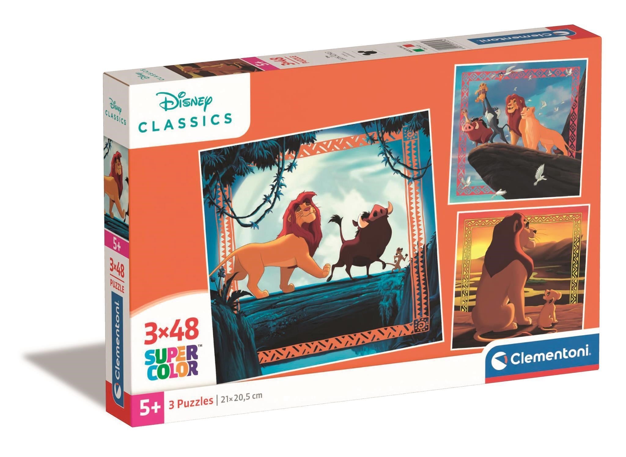 Clementoni Puzzle Square - The Lion King, 3x48 Teile 2D Puzzles