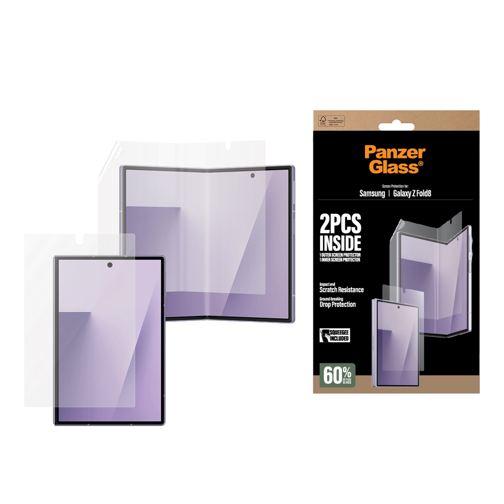 Panzerglass Sub Screen Protector & Main Film Screen Protector Samsung Galaxy Z Fold8 | Classic Fit - Handys Schutzfolie Pg14277