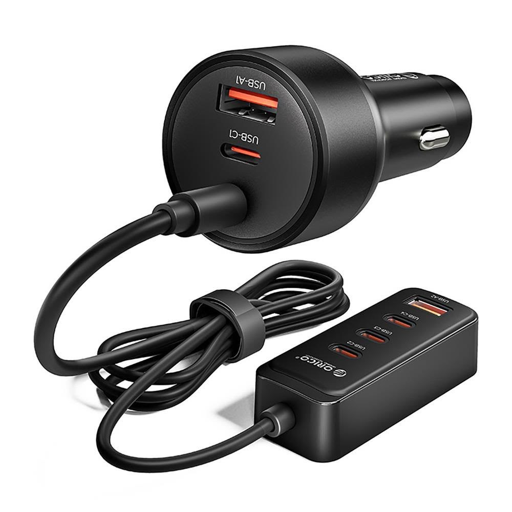 Orico Chargeclip 108w Car Charger 2x Usb-a + 4x Usb-c With Clip - Black - Handys Adapter Und Ladegeraete