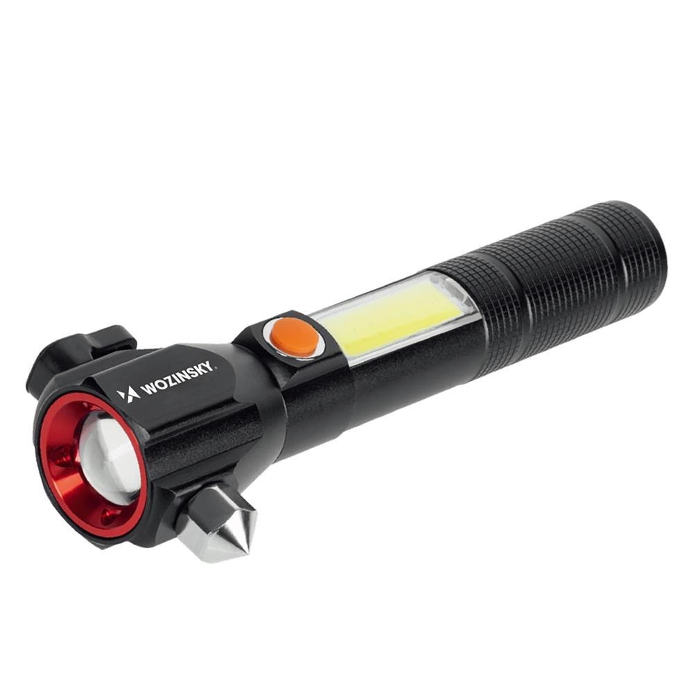 Wozinsky Wlr-31 5W 500lm Cree 3-in-1 Multifunction Flashlight With Glass Breaker And Seat Belt Cutter - Black - Taschenlampen Und Scheinwerfer