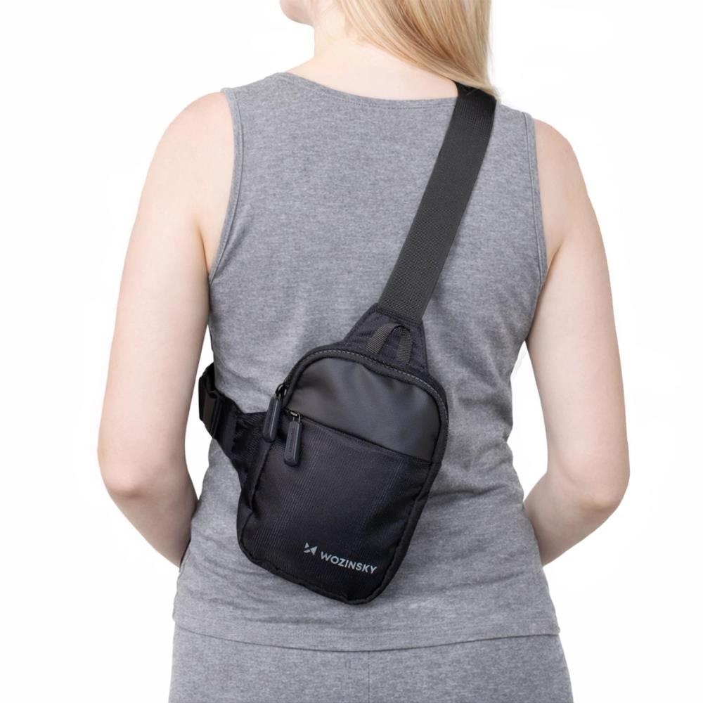Wozinsky Wms-w1 Unisex Mini-umhängetasche Wasserdicht Mit Zwei Fächern Für Telefon - Schwarz - Sport Fitness 5907769385032
