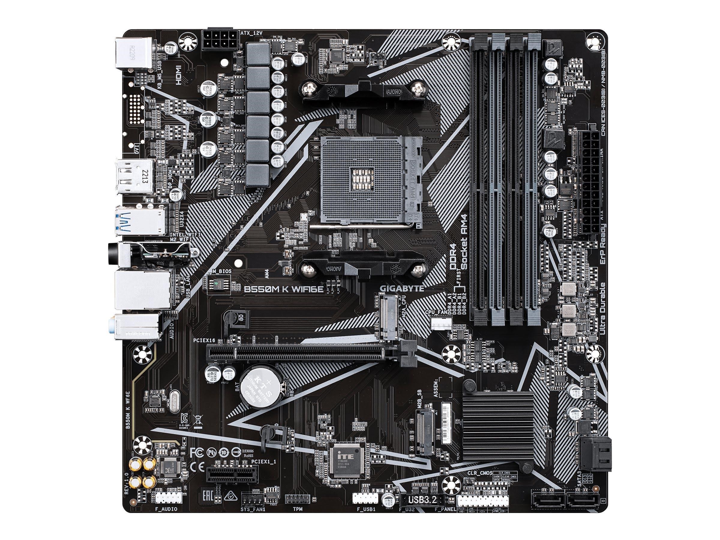 Gigabyte B550m K Wifi6e Mainboard - Amd B550 - Amd Am4 - Ddr4 Ram - Micro-atx
