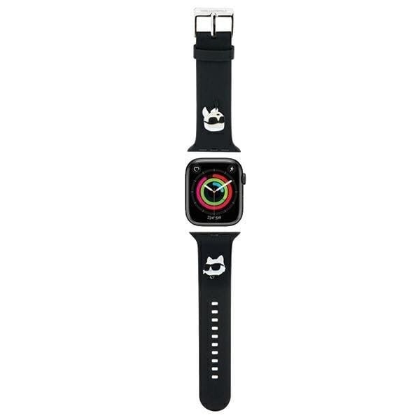 Karl Lagerfeld 3D Rubber Karl&Choupette Heads Strap For Apple Watch 38/40/41mm - Black - Smartwatch Accessories 3666339190071