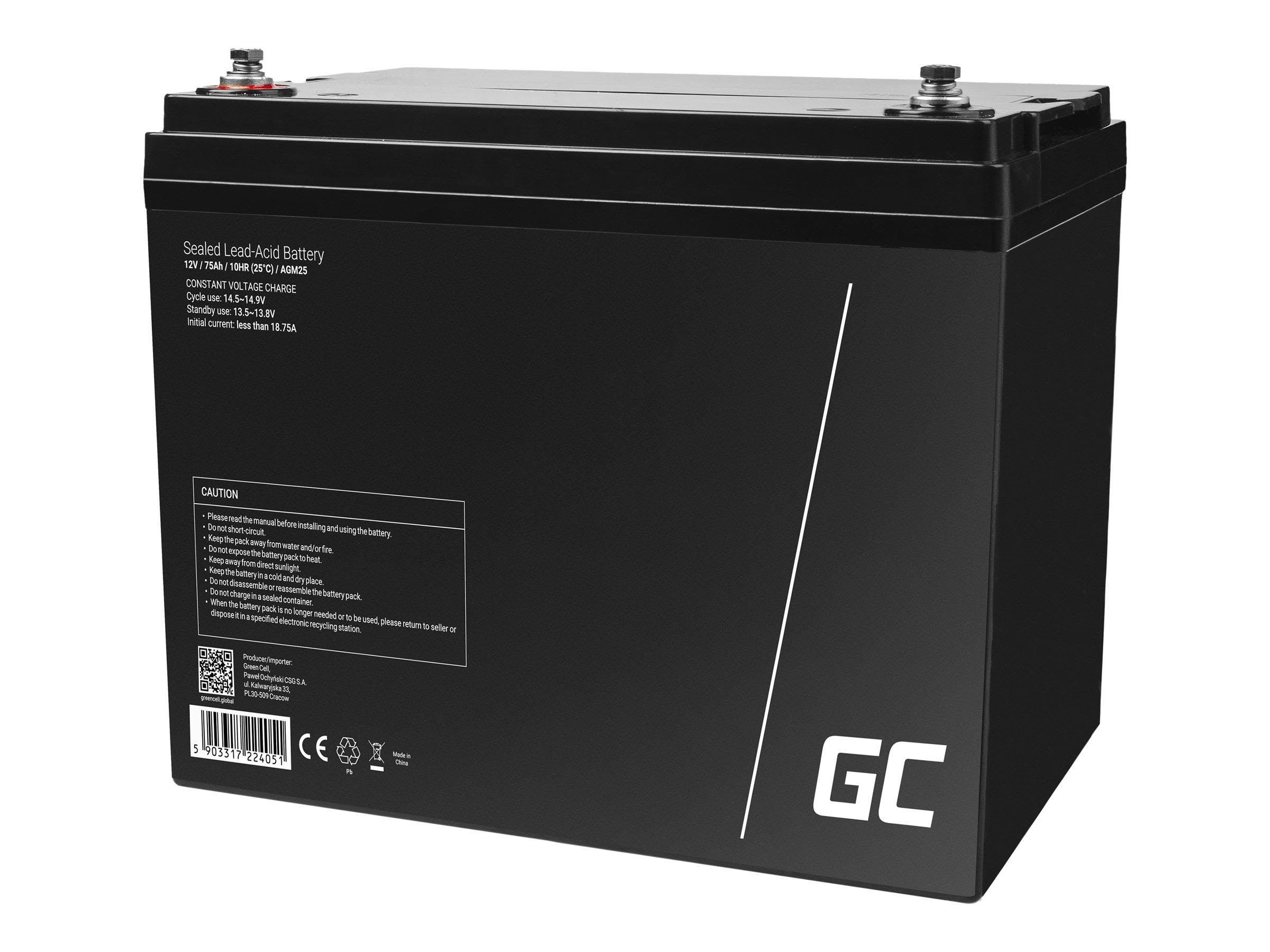 Green Cell Agm25 - 12v 75ah Vrla Battery | Agm | Maintenance-free - Usvs