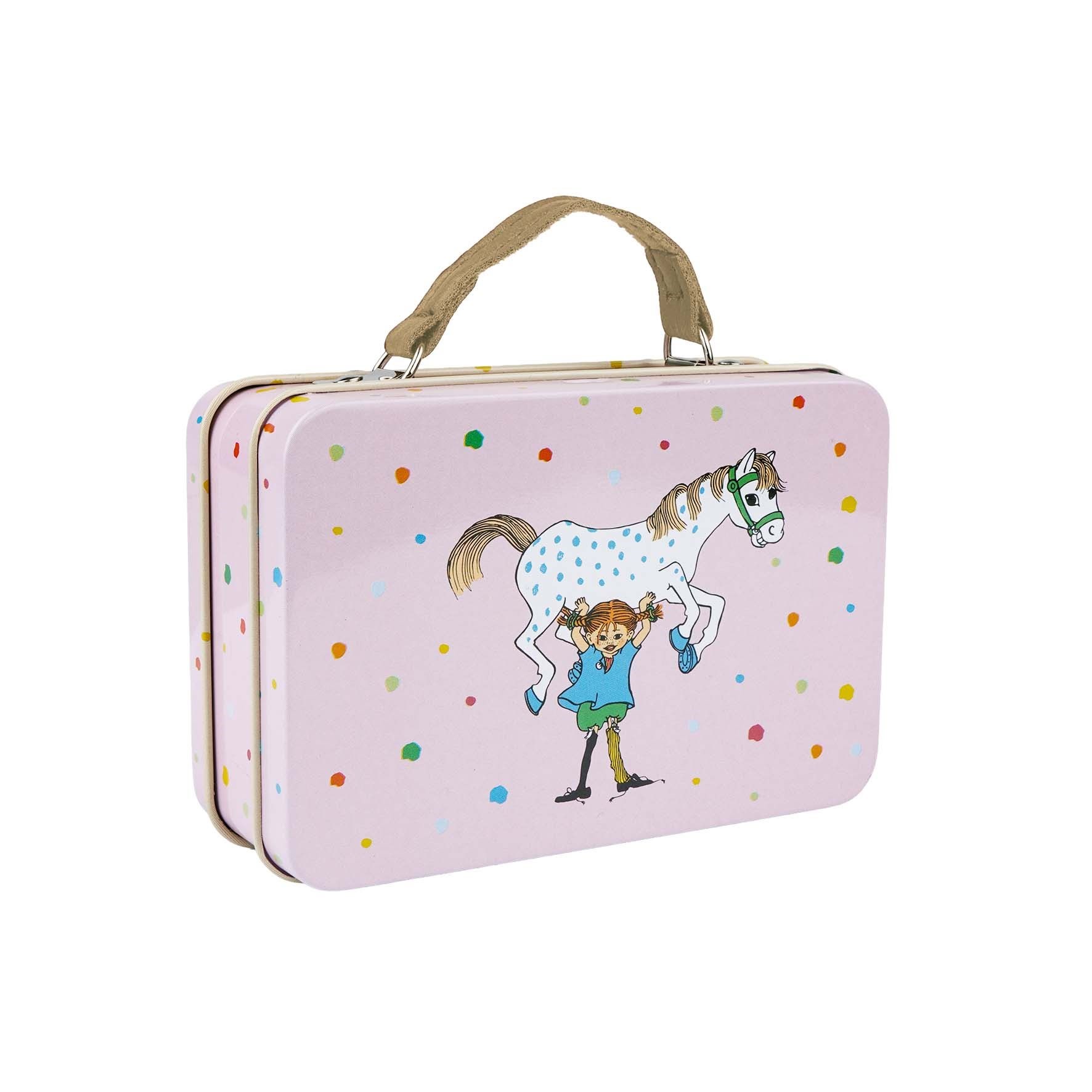 Astrid Lindgren Pippi - Small Tin Suitcase - Pink - Kleine Mitbringsel Fuer Kinder