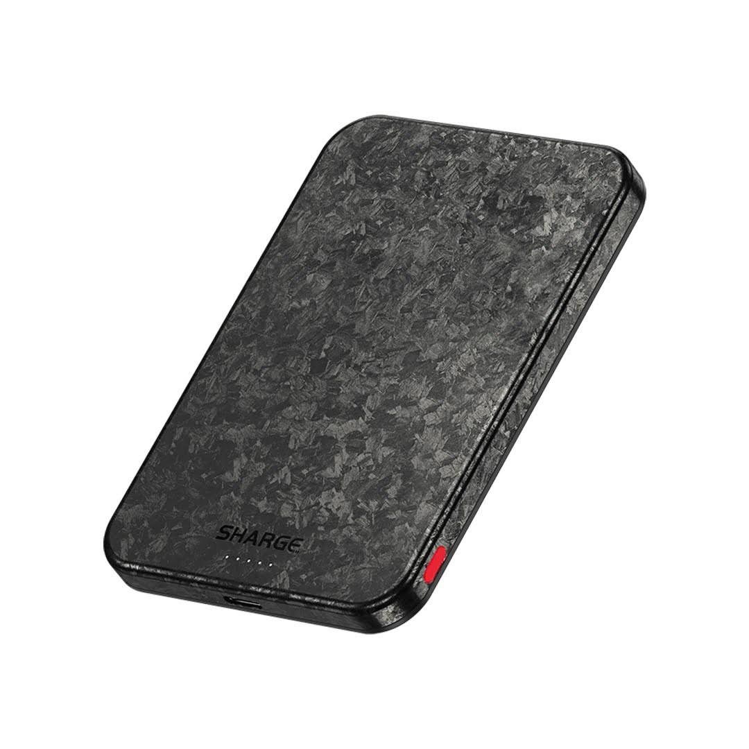 Sharge Carbon Mag Carbon Fiber Ultra-slim Powerbank - 5000 Mah - Powerbank Akku