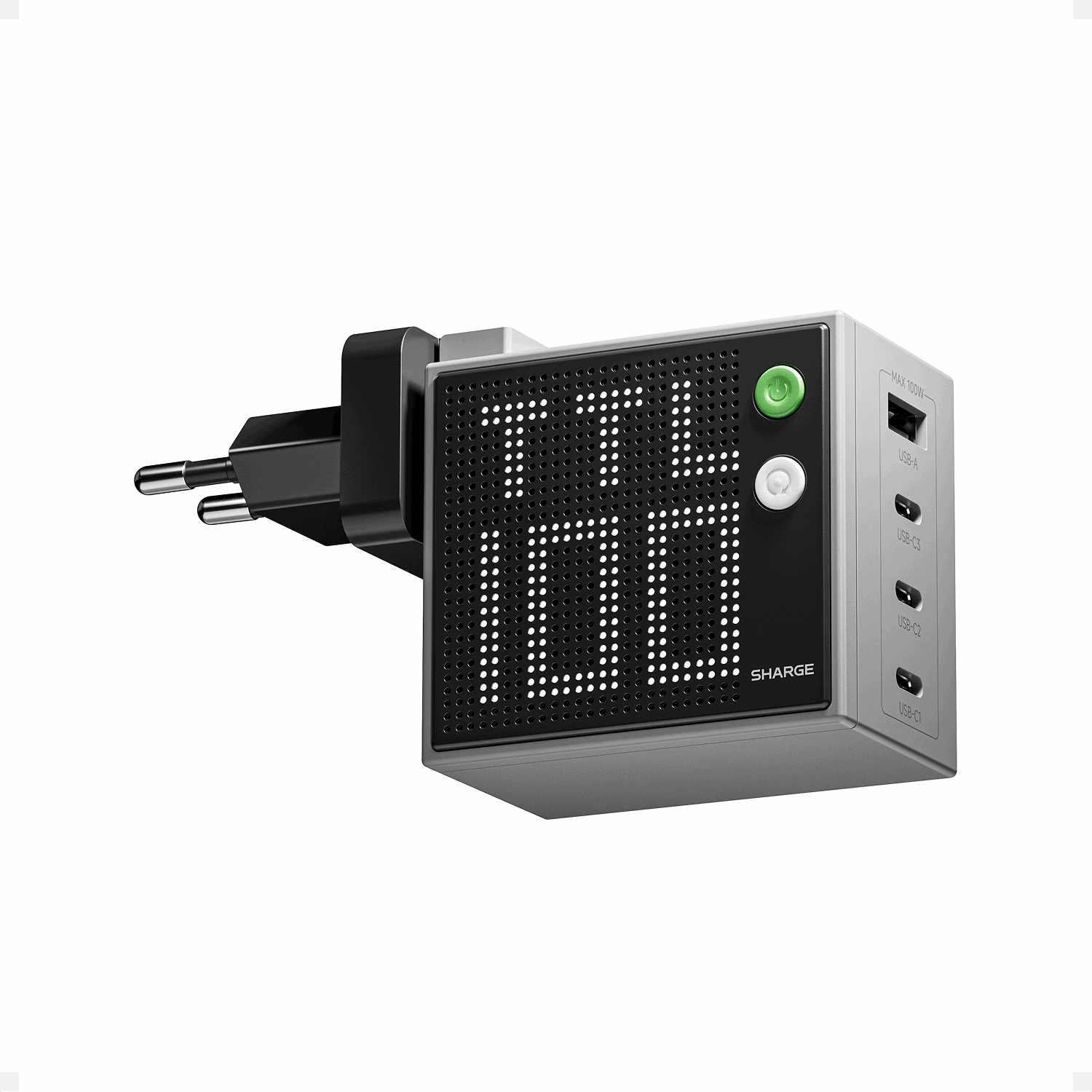 Sharge Pixel 100w Usb-c & Usb-a Charger - Grey - Handys Adapter Und Ladegeraete Cdt-sg-100-eur-dzp-hui