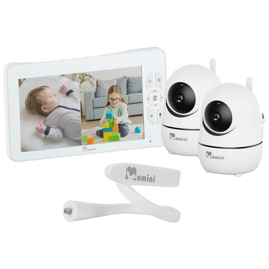 Momini Dreamwatcher Baby Monitor With 7" HD Screen And 2 Cameras White - Babypflege