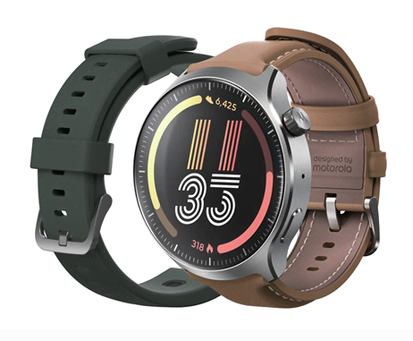 Motorola Moto Watch Ultra - Liquid Luster (Pantone Mountain View Silicone Strap + Pantone Nuthatch Leather Strap) - Smartwatches Pulsuhren Sportuhren 