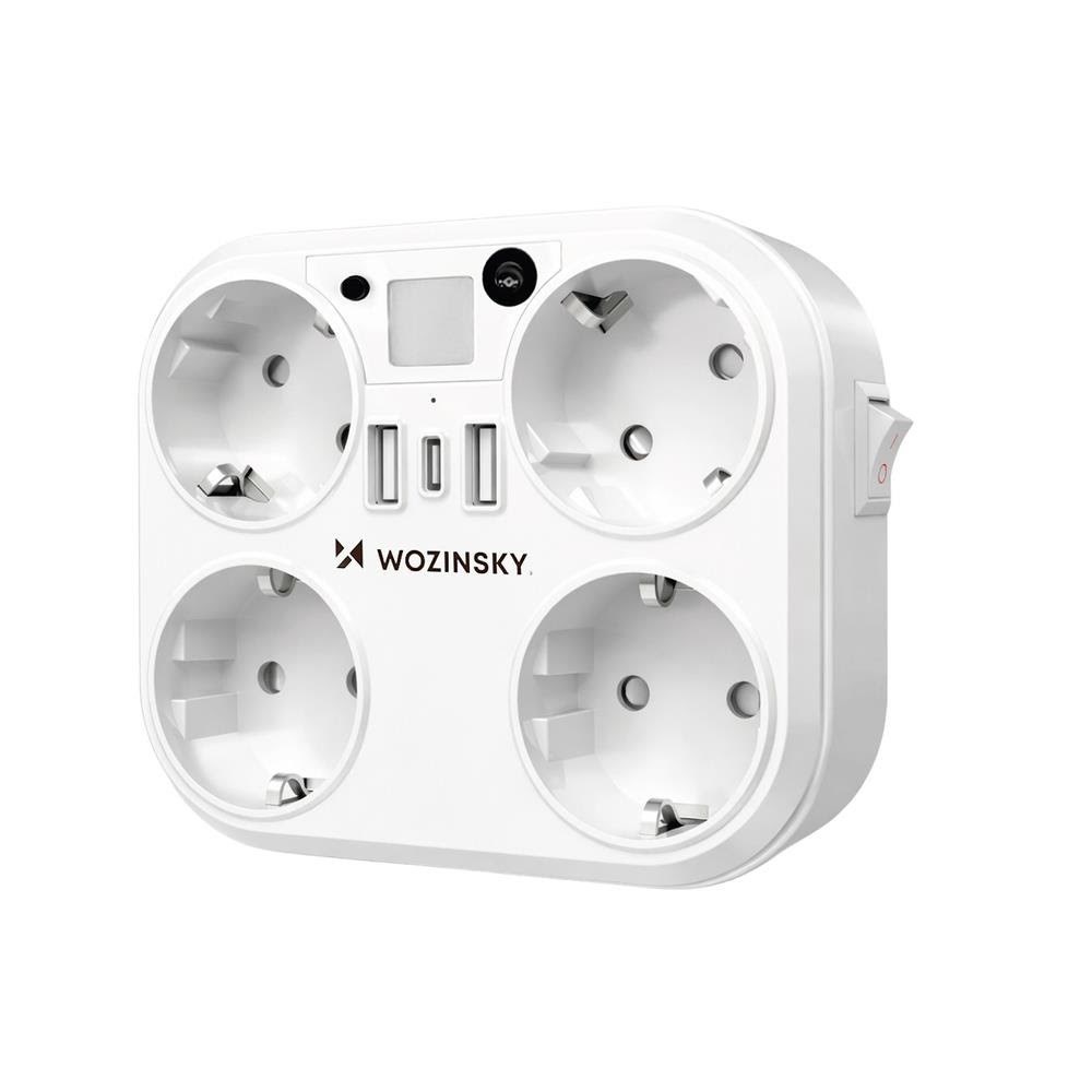 Wozinsky Wrs-2b 4x AC 2x Usb-a 2x Usb-c 4000 W Network Splitter With Lamp - White - Handys Adapter Und Ladegeraete