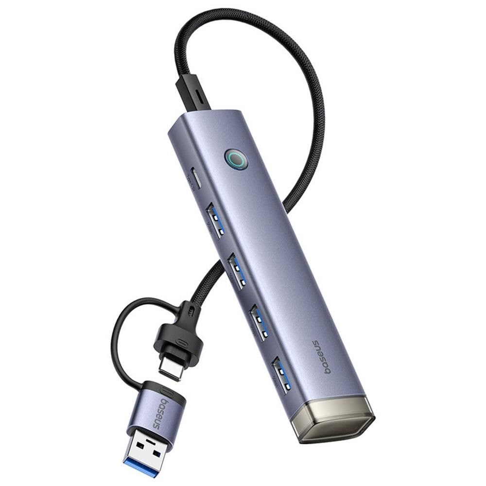Baseus Ultrajoy Series Usb-a/usb-c Hub 4xusb-a 3.0 1xusb-c 5V - Gray Usb-hubs - Usb Hubs