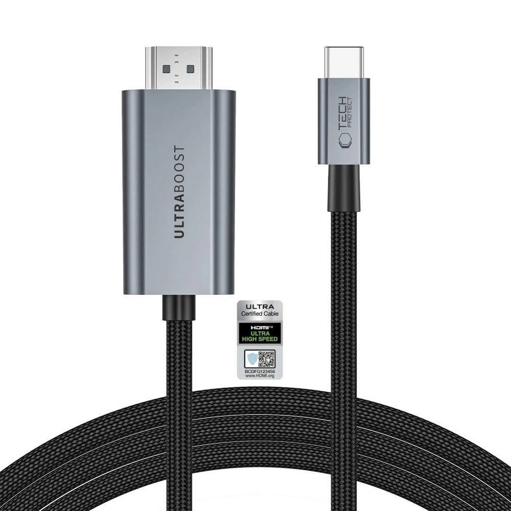 Tech-protect Ultraboost Usb-c to Hdmi 2.1 Cable 200 cm 8K 60hz - Gray - Usb Kabel