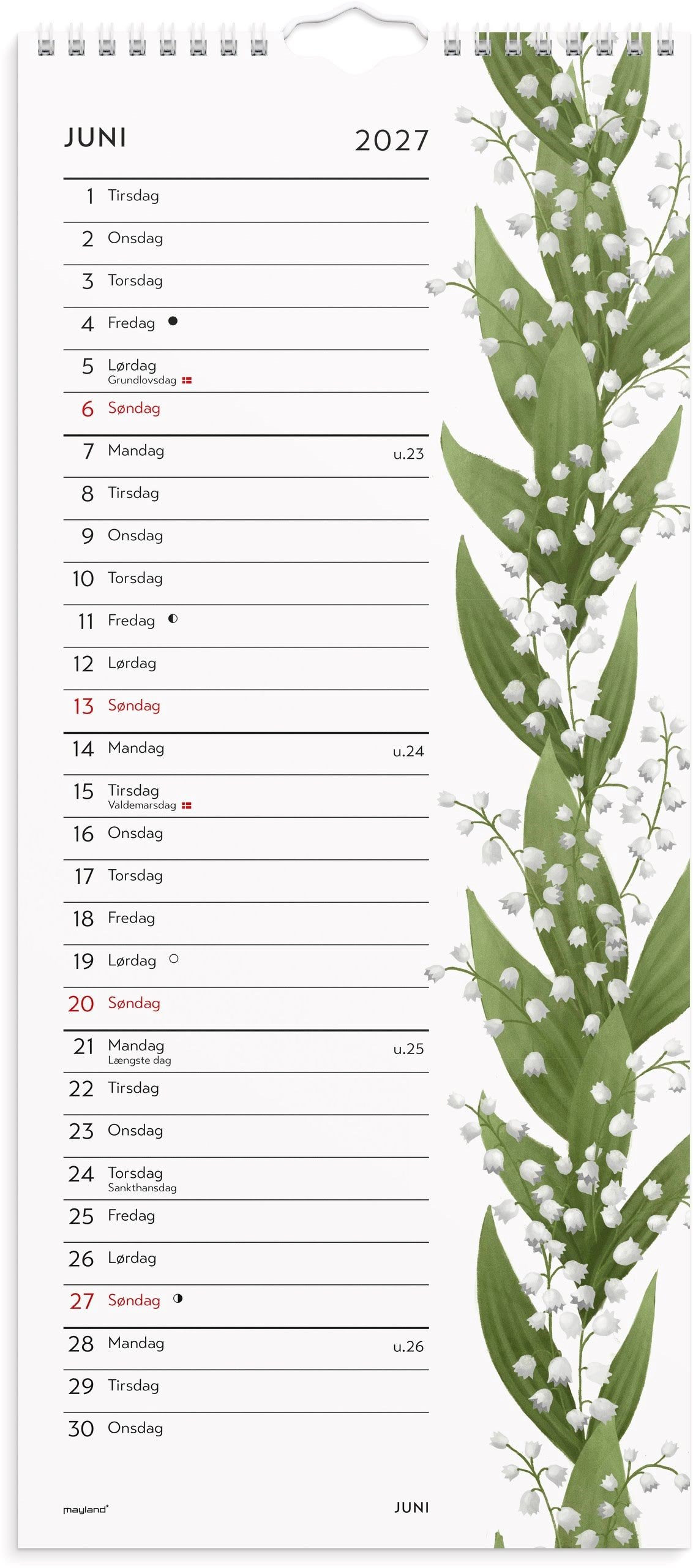 Mayland Vægkalender Blomster 2027 27066110