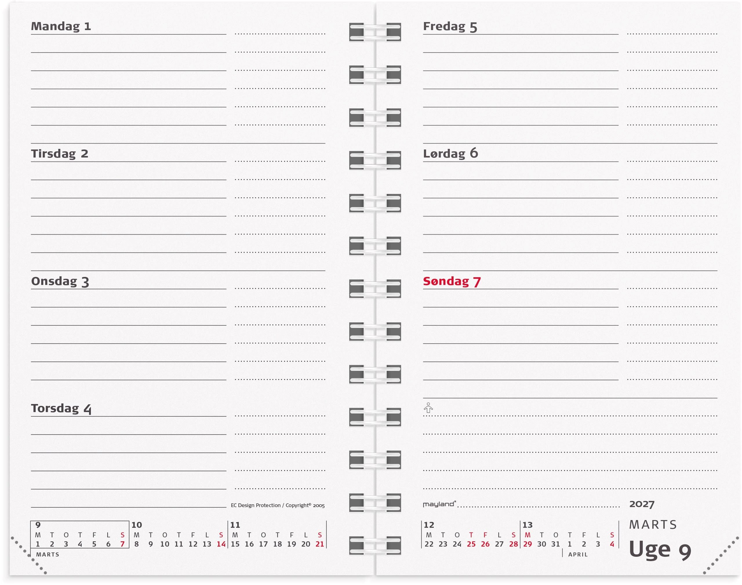 Mayland Mini Planner Ugekalender Sort Vinyl 2027