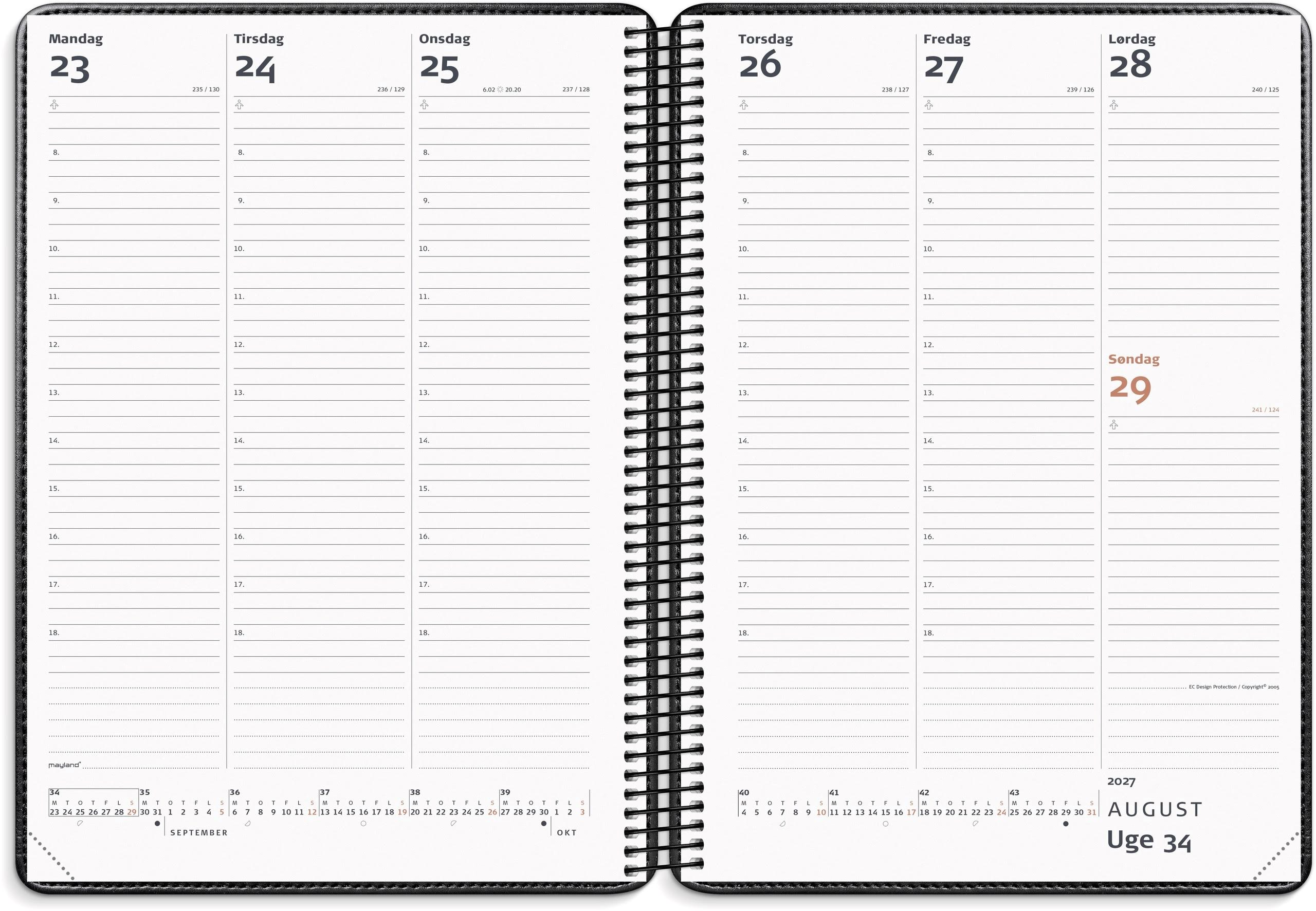 Mayland Diplomat Ugekalender M/spiral Sort Kunstskind 2027
