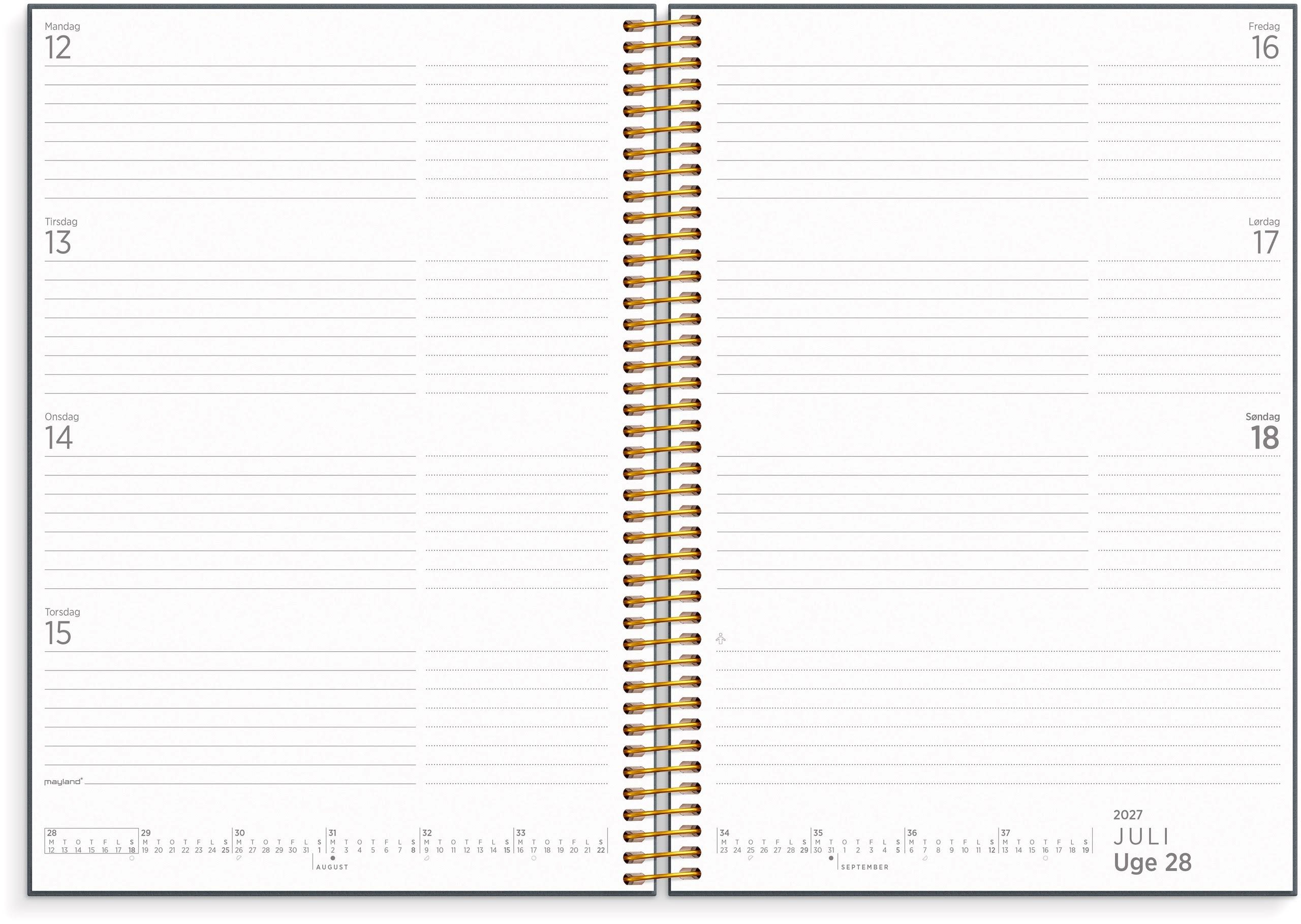 Mayland Organizer & Notes A5 Ugekalender 2027