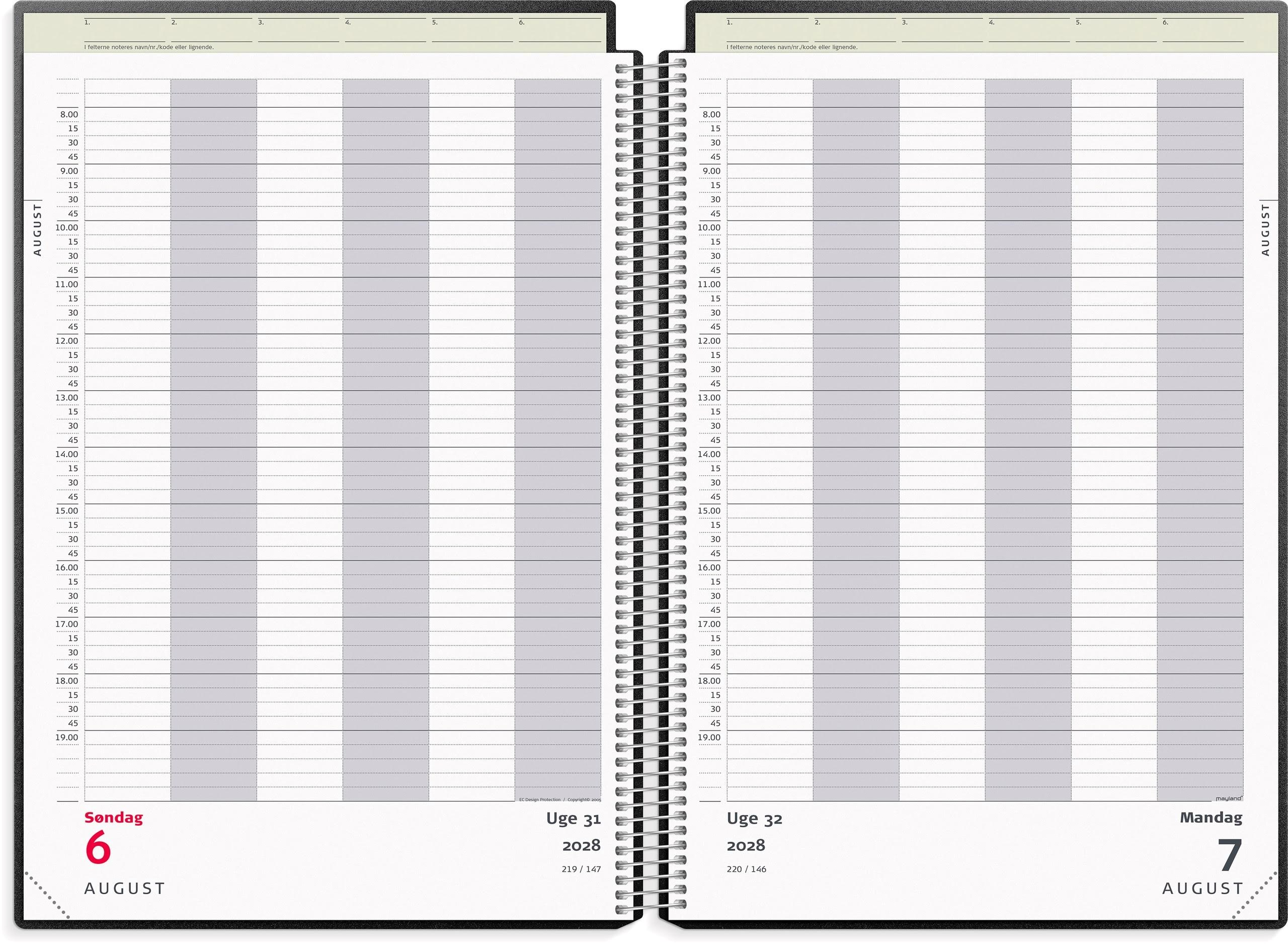Mayland Aftalekalender A4 Dag Sort Pp-plast 2028
