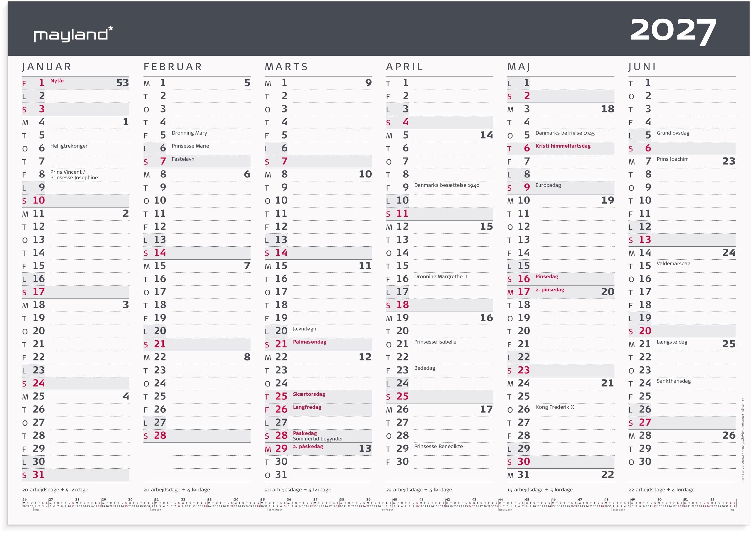 Mayland Kontorkalender Moderne A3 2027