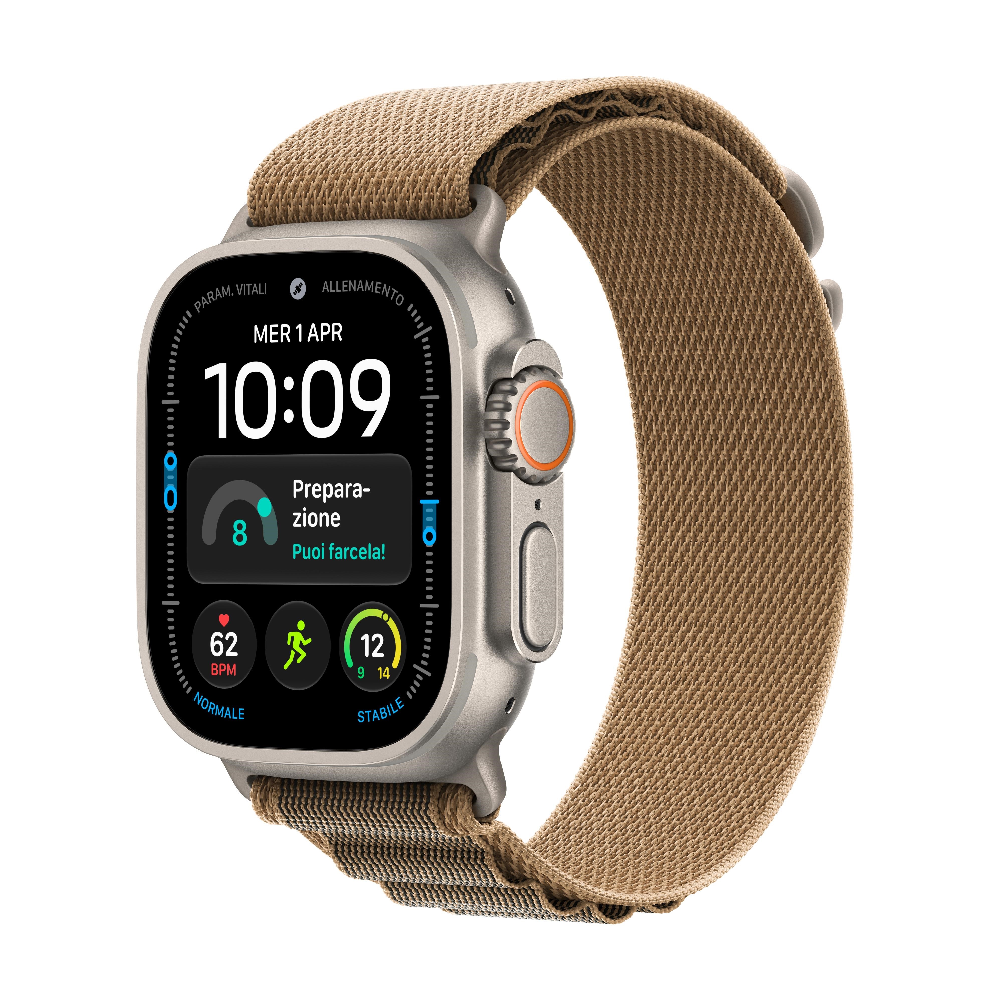 Apple Watch Ultra 4 Gps + Cellular 49mm Natural Titanium Case With Desert Alpine Loop - L - Smartwatches Pulsuhren Sportuhren Schrittzaehler