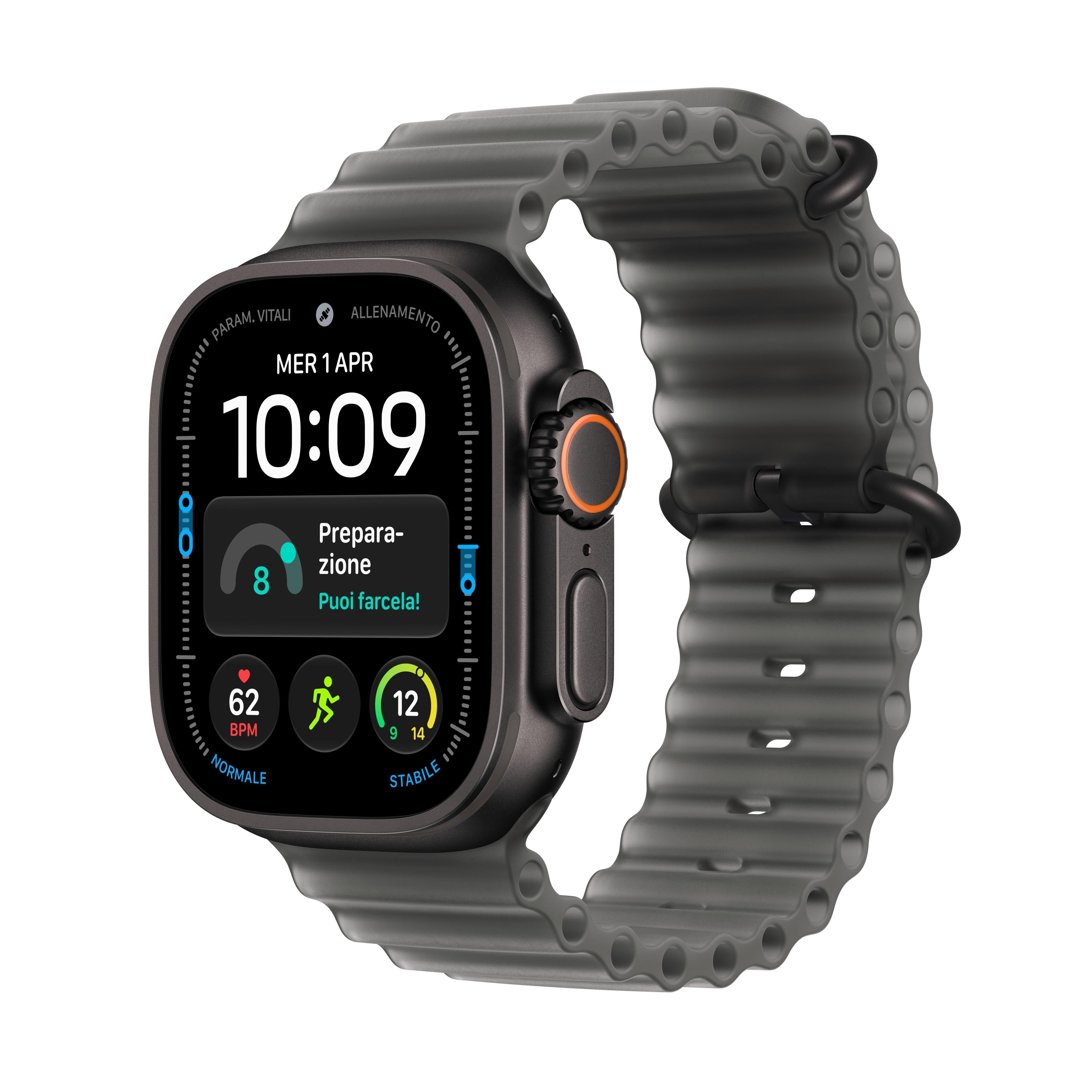 Apple Watch Ultra 4 Gps + Cellular 49mm Black Titanium Case With Translucent Black Ocean Band - Smartwatches Pulsuhren Sportuhren Schrittzaehler
