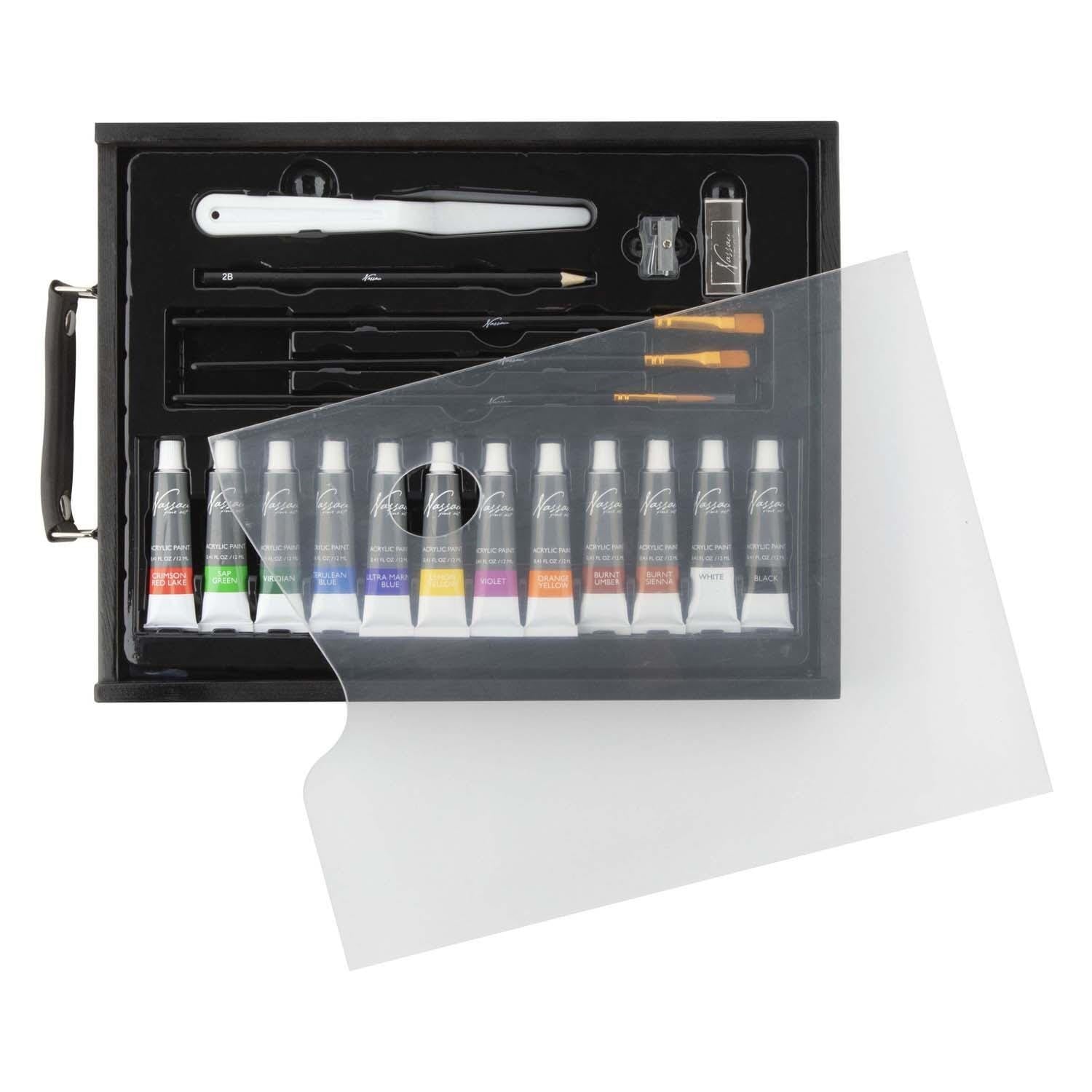 Nassau Black Wooden Acrylic Suitcase Set - 21 Pcs. - Kunst Handwerk Ausstattung