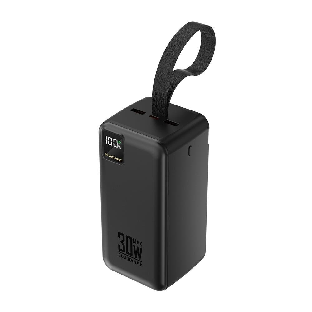 Wozinsky W8-b - 30w 2 x Usb-a And 2 x Usb-c And Usb Micro With Flashlight - Black - 50000 Mah - Powerbank Akku Schwarz 5907769388132