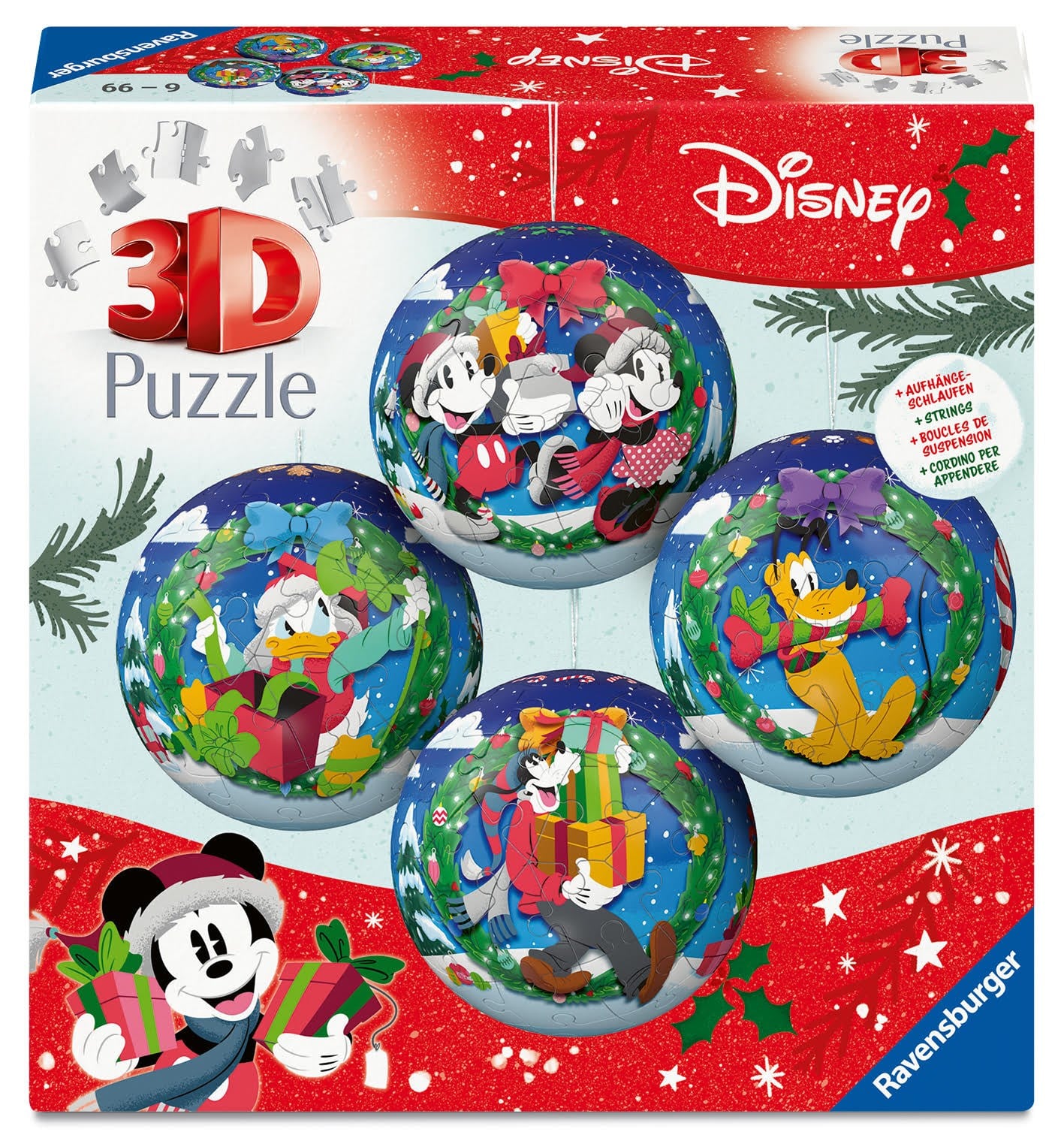 Ravensburger 3D Puzzle-ball 4 Stk. Disney Weihnachtskugeln in Einer Box 3D Puzzle