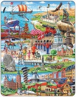 Larsen Puzzles Puzzle Attraktionen Dänemark - 140-teilig, Maxi 2D Puzzles
