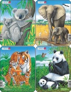 Larsen Puzzles Puzzle Koala, Elefant, Tiger, Panda 4-asst - 8 2D Puzzles V4