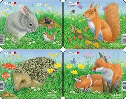 Larsen Puzzles Puzzle Kaninchen, Eichhörnchen, Igel Und Fuchs - 4-asst - 2D Puzzles