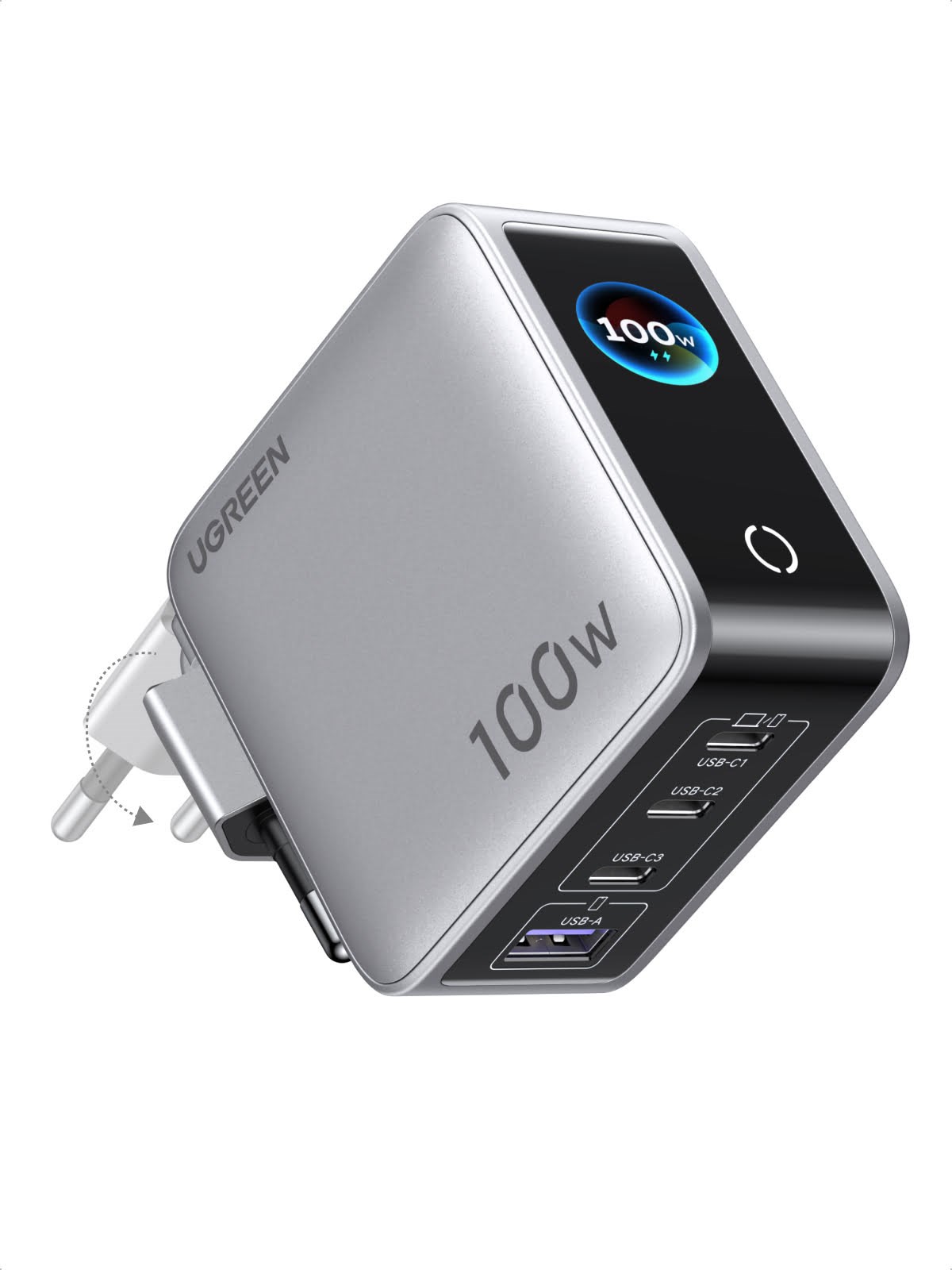 Ugreen Nexode Pro 100w 4-port Gan Fast Charger With Smart Display (Incl. Usb-c Cable) - Handys Adapter Und Ladegeraete