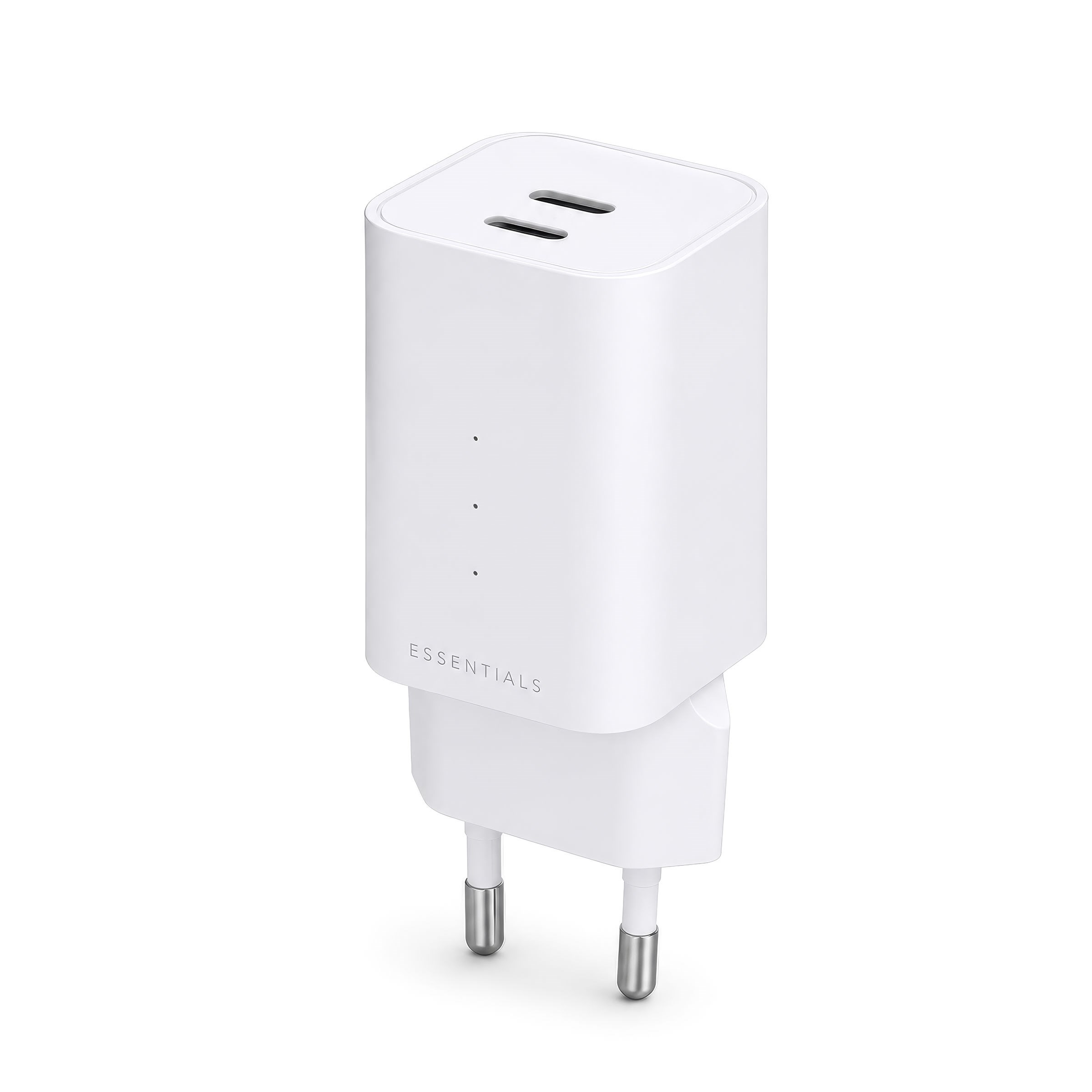 Essentials by Upström 65w Dual Port Usb-c Gan Charger | 2 Ports - White - Handys Adapter Und Ladegeraete