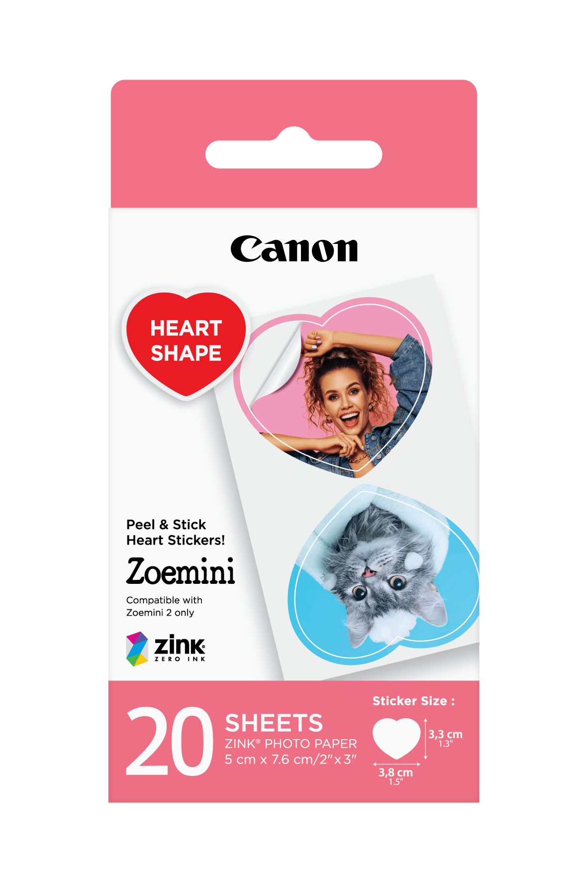 Canon Zink Heart Paper - 20 Sheets - Papier Fotopapier Und Etiketten