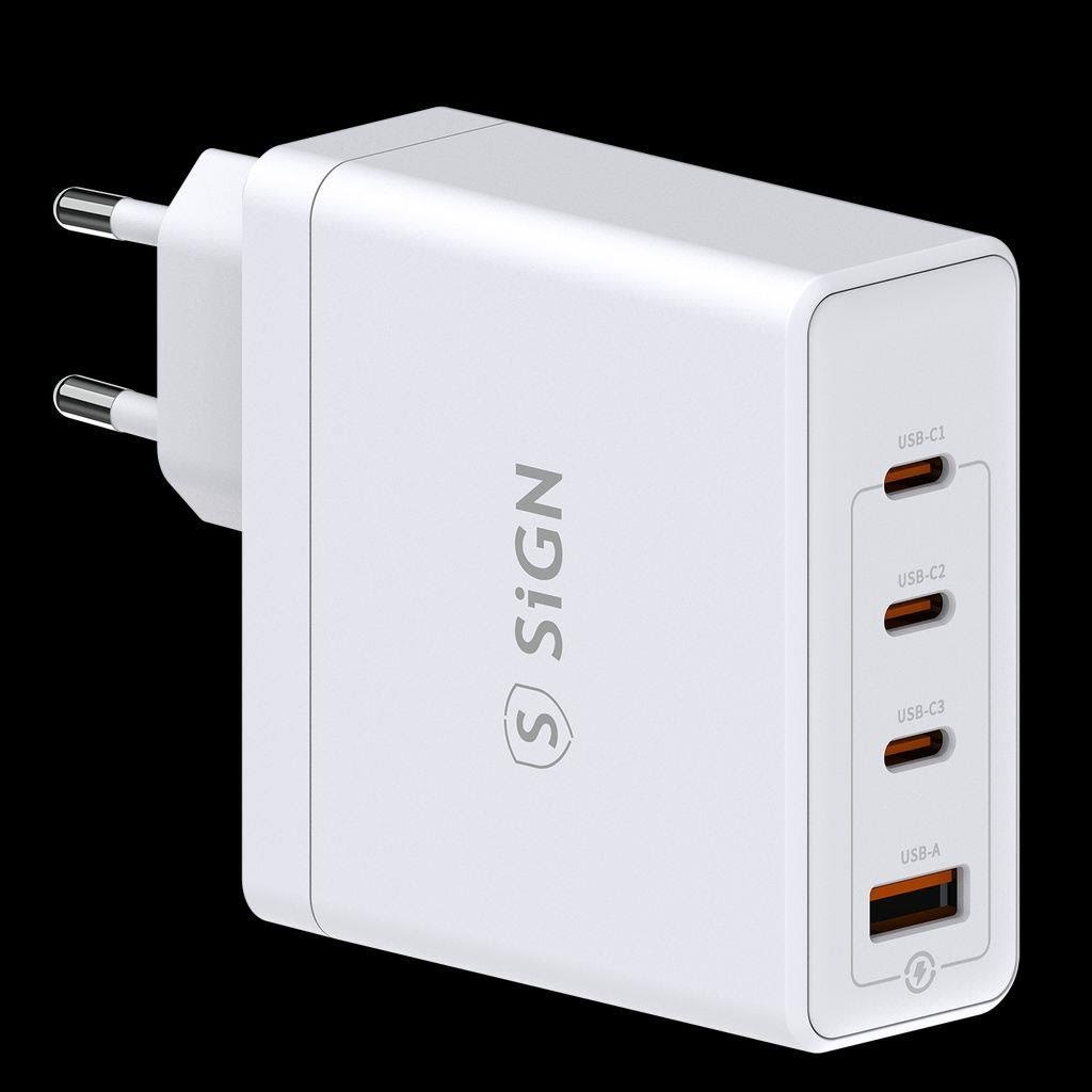 Sign Fast Charger Gan 140w 3x Usb-c / 1x Usb-a - White - Handys Adapter Und Ladegeraete