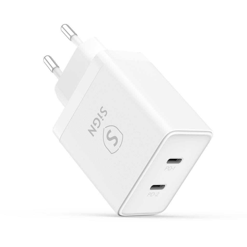 Sign Dual Usb-c PD Charger 40w - White - Handys Adapter Und Ladegeraete Sn-pd40w
