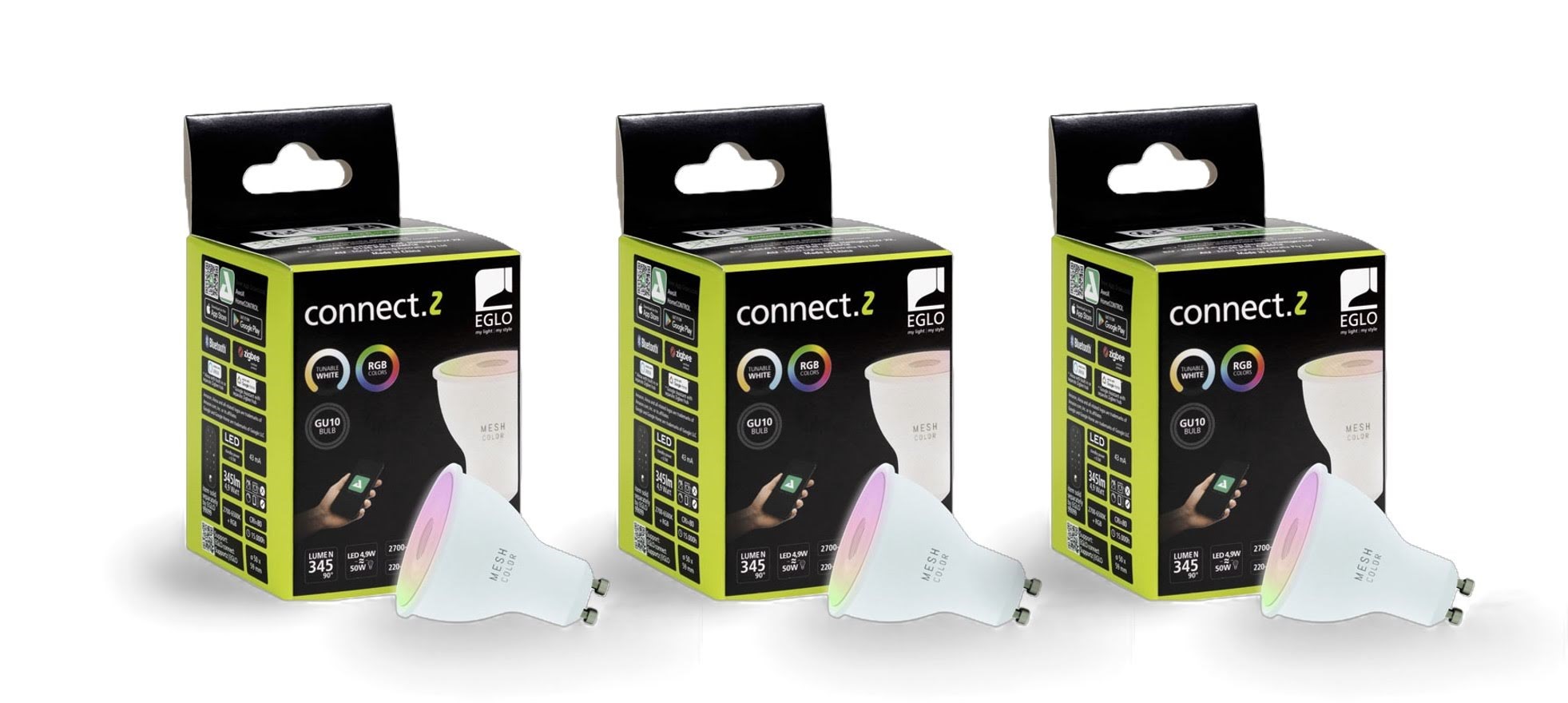 Eglo Gu10 Led-z Matter Rgb/cct 4.9W 420lmopal - 3 Pack - Smart Home