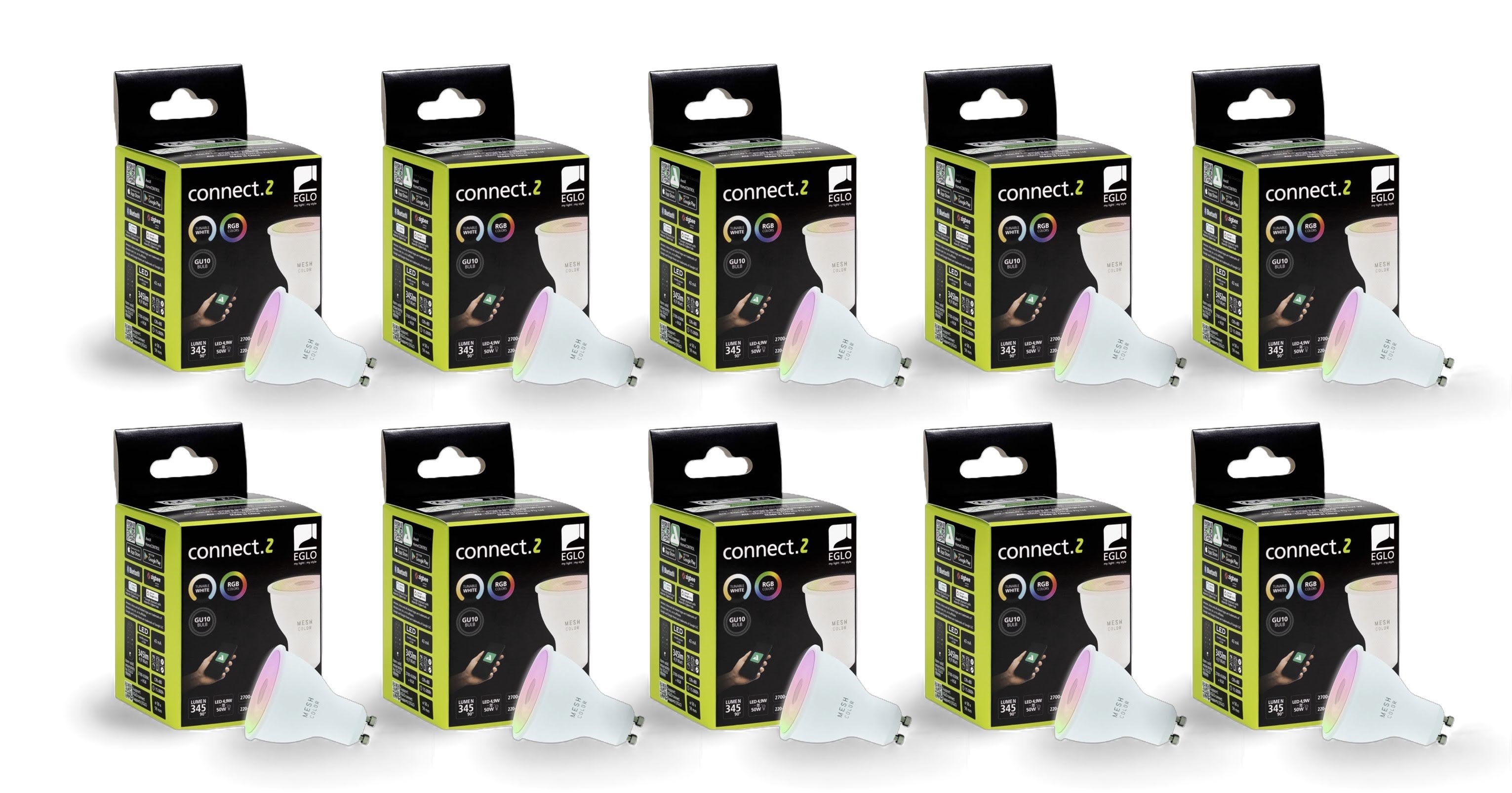 Eglo Gu10 Led-z Matter Rgb/cct 4.9W 420lmopal - 10 Pack - Smart Home