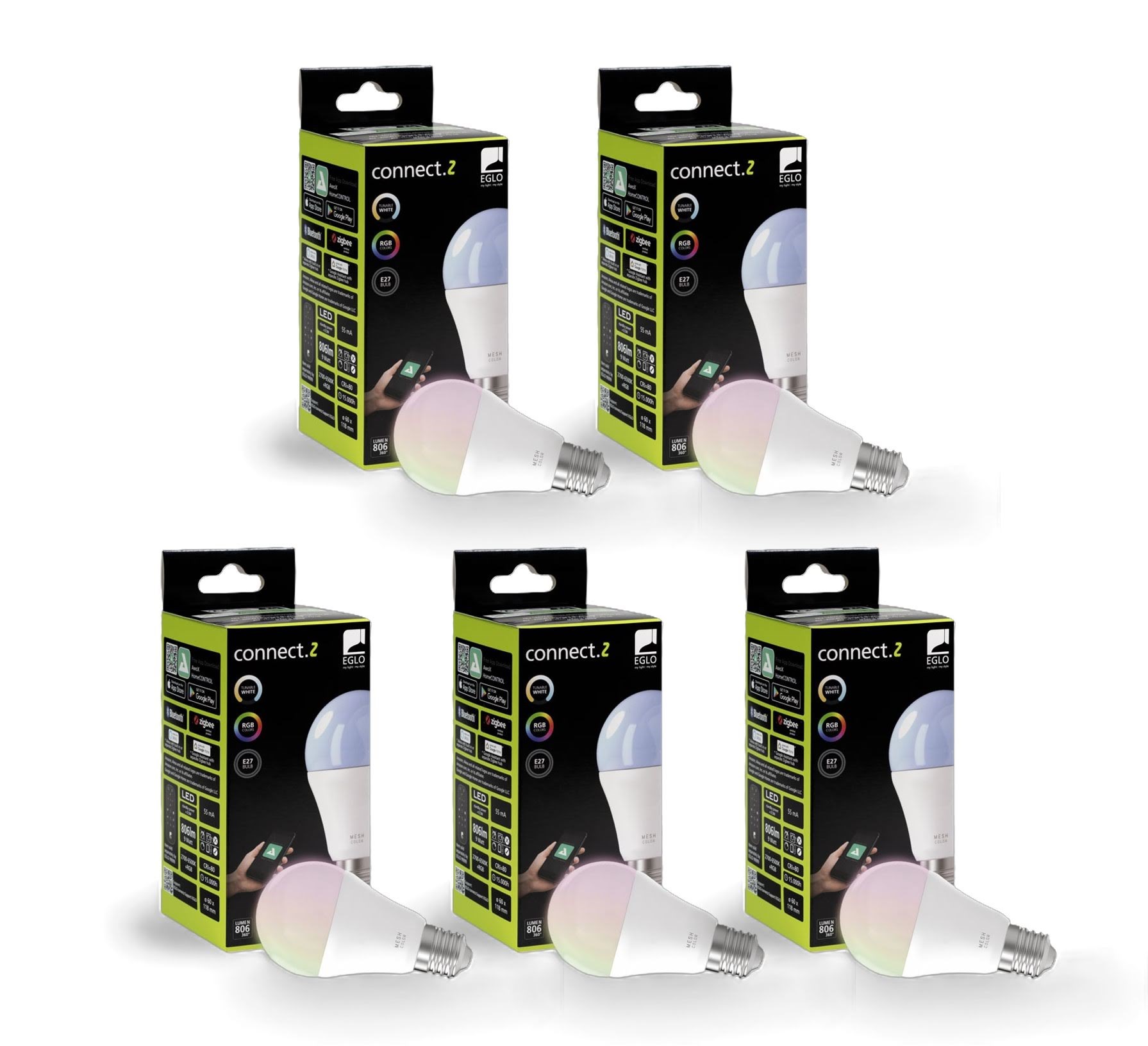 Eglo E27 Led-z Matter A60 Rgb/cct 11w 1300lm Opal - 5 Pack - Smart Home 8501071