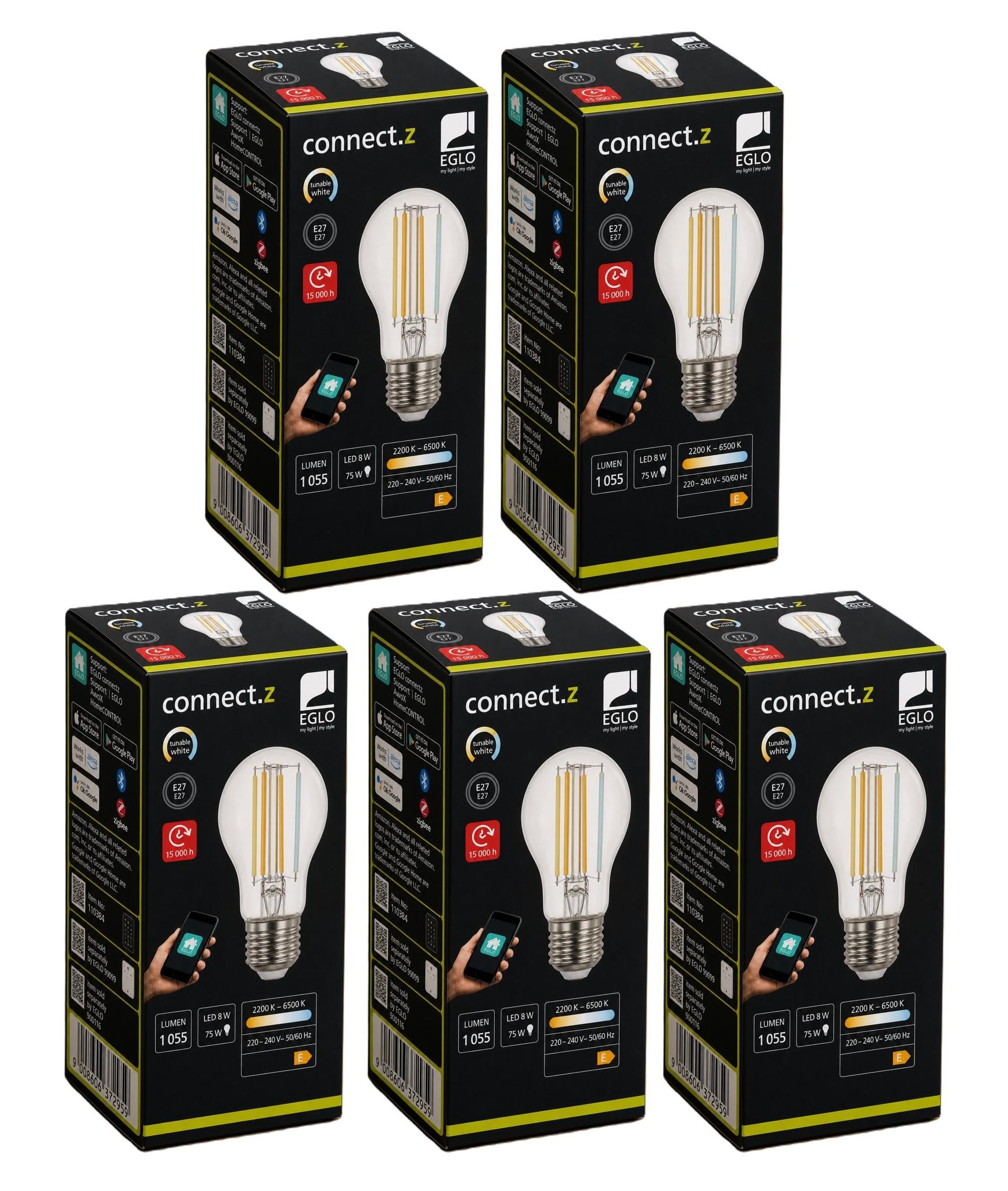 Eglo E27 Led-z Matter A60 Rgbw 7.5W 806lm Clear - 5 Pack - Smart Home 8501073