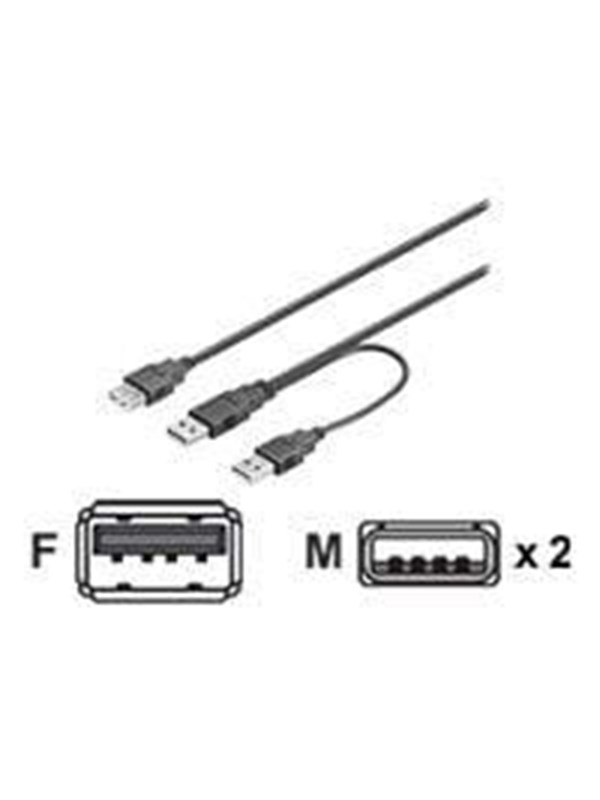 Deltaco USB 20 Y Kabel 2xM - 1xF -30cm