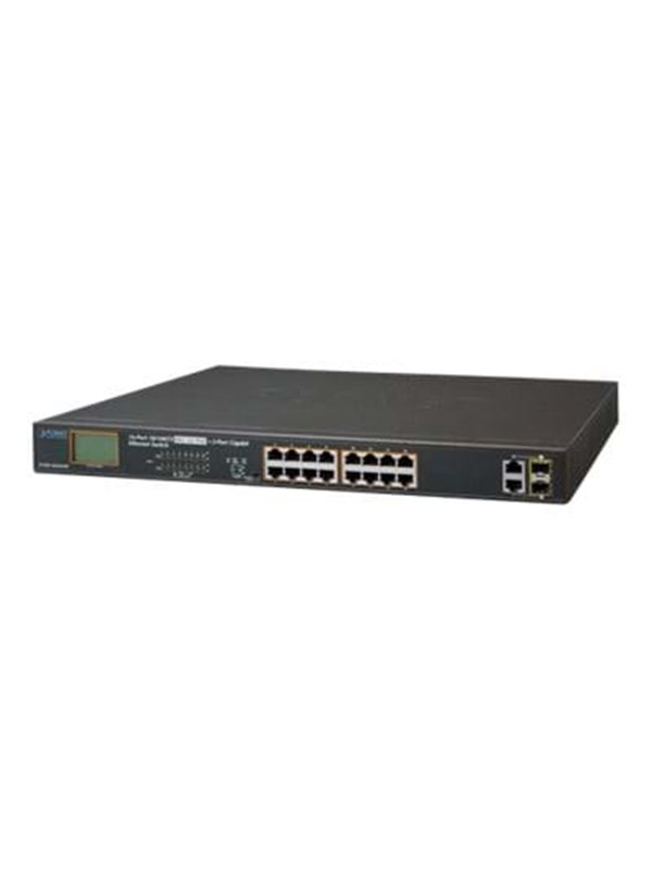 PLANET 16x 10 100TX 8023at PoE + 2x Gigabit TP SFP PoE 300W