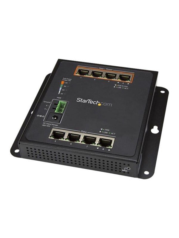 StarTechcom 8-Port 4 PoE Gigabit Ethernet Switch - Managed - Wall Mount with Front Access
