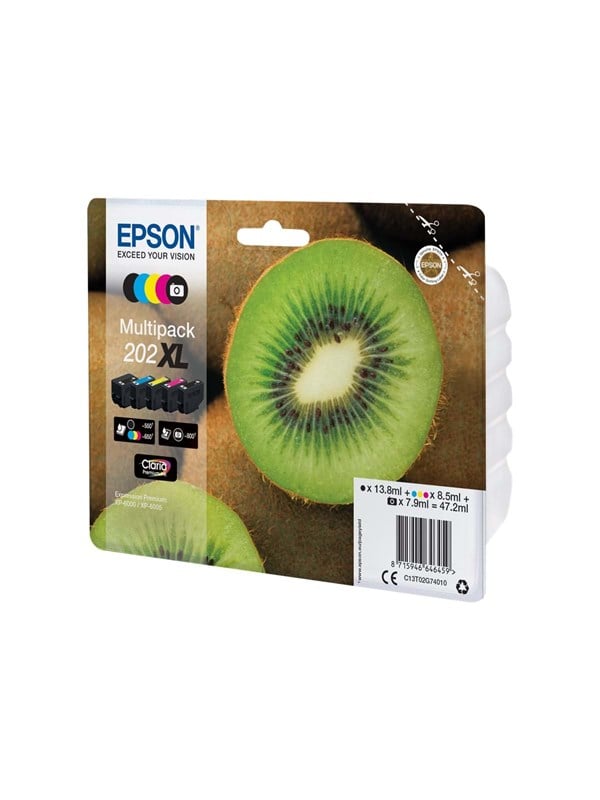 Epson 202XL Multipack - 5 pakker - XL - sort gul cyan magenta foto-sort - original - blækpatron