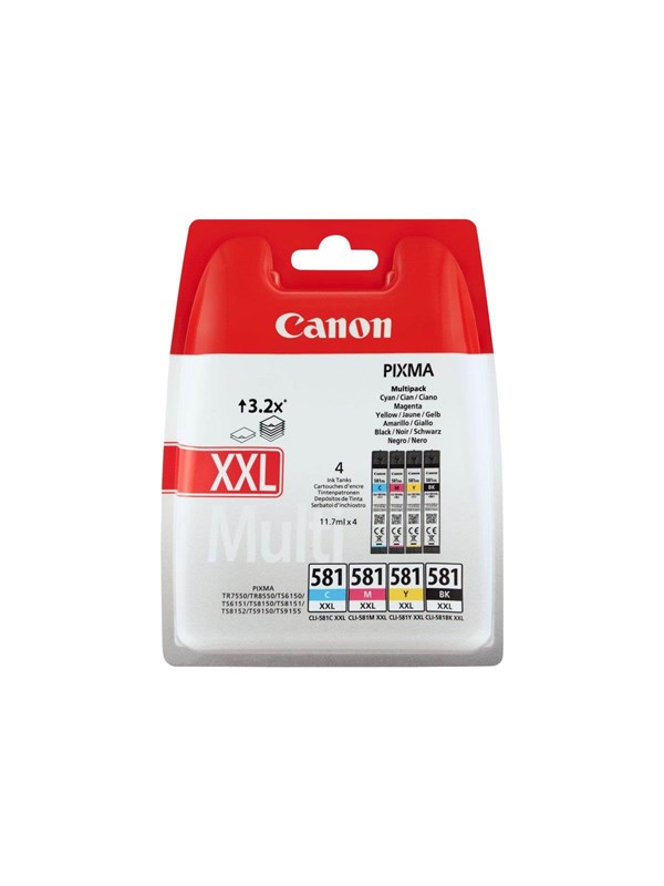 Druckerpatrone CLI-581XXL BK C M Y (1998C005) Multipack schwarz cyan magenta gelb 8714574652184 Canon