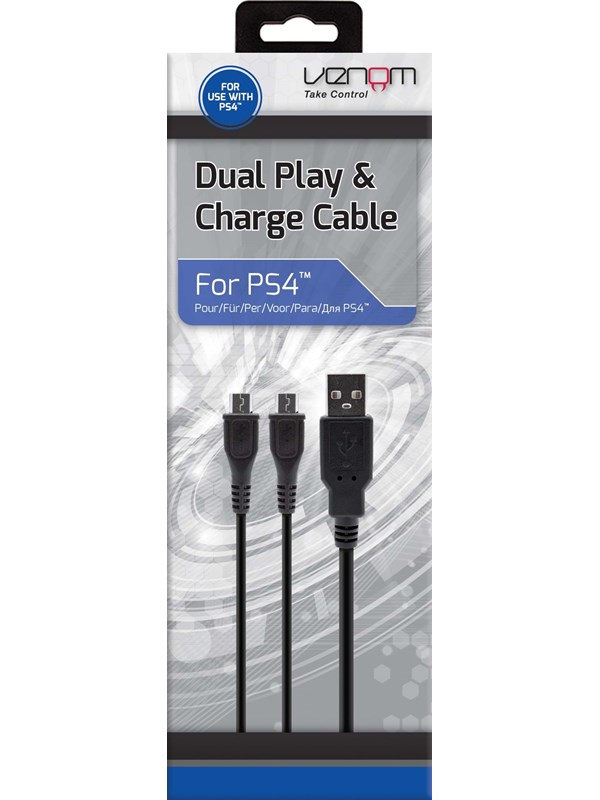 Venom Dual charge and play cable PS4 - Wired Game console link cable kit - Sony PlayStation 4