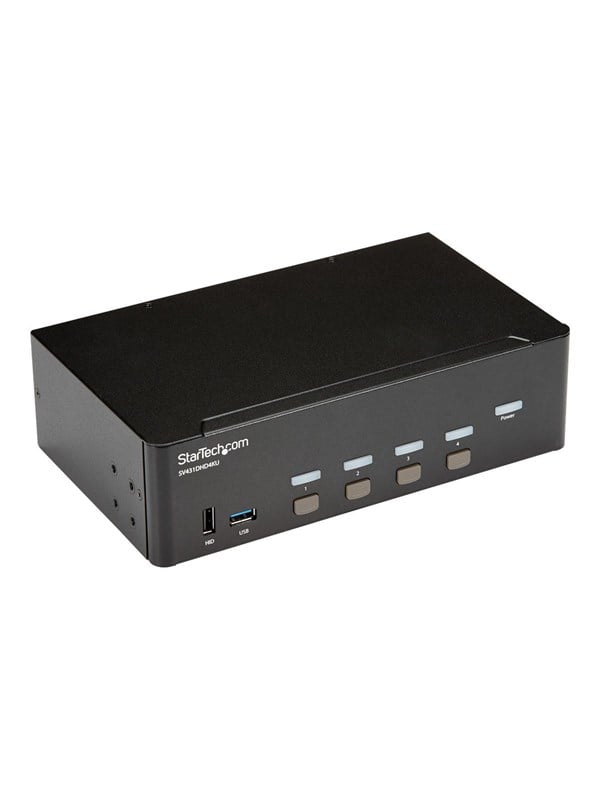 StarTechcom 4 Port HDMI KVM Switch - 4K 30Hz - Dual Display - KVM  audio  USB switch - 4 ports - rack-mountable