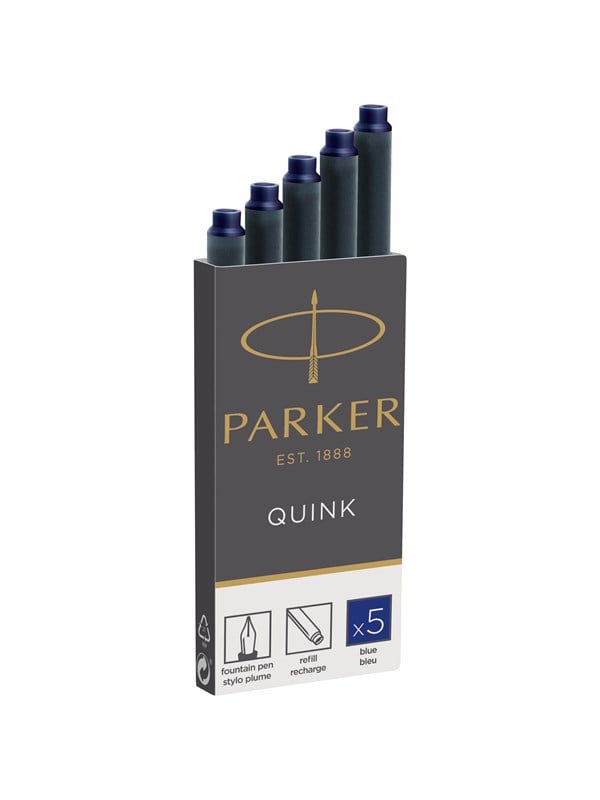 Parker Tintenpatronen fr Fller  lange Patronen  blaue QUINK Tinte  5 Stck